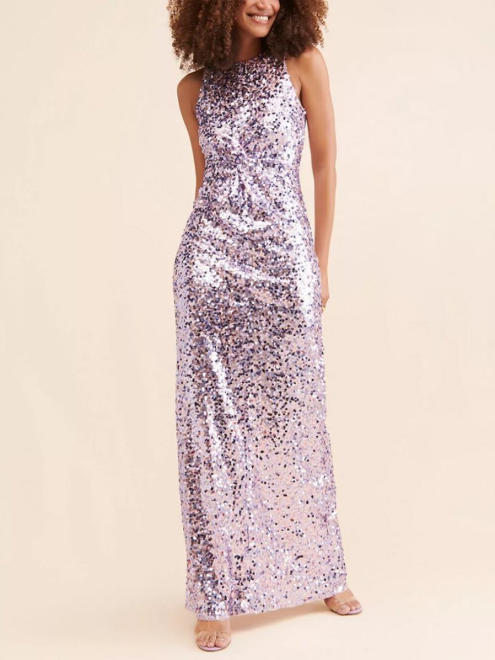 LDT Purple Sequin Sleeveless Maxi Dress Gown Size 6